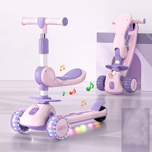 Trottinette réglable en hauteur à 3 roues pour enfants/scooter pliable avec lumière et musique - Product Image 2