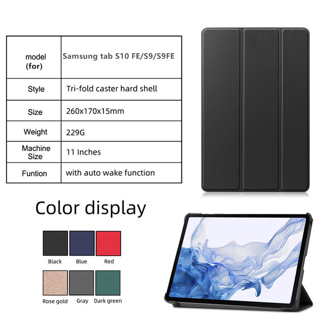 Factory Wholesale Luxury PU Leather Tri-fold Stand 11 Inch Smart Tablet Cover Case for Samsung Galaxy Tab S9 S9 FE S10 FE Case