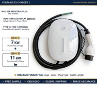 Borne de recharge murale pour VE 7KW 32A Type 2 Monophasé AC 230V Domestique IP55 CE avec bande lumineuse LED et câble TPU en cuivre pur