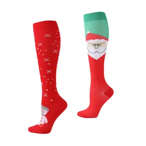 男女通用压缩丝袜圣诞卡通塑形腿肌肉压力女男袜