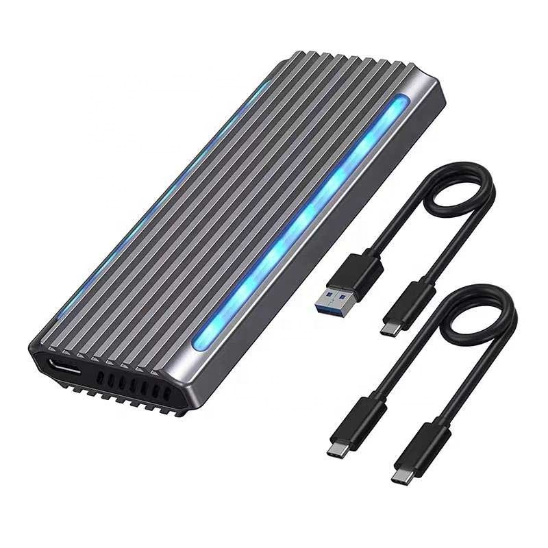 OEM Portable External Ssd 2tb case With RGB Light External M2 USB3.1 Ssd Type c Nvme M.2 Ssd Enclosures