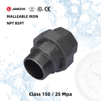 Accesorio de Tubería de Hierro Maleable Galvanizado Negro de Baja Presión Jianzhi Union, Personalizado para Líneas de Gas Internas de 110 mm, para Uso en Jardín