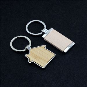 Housewarming Gift Favors Bamboo Metal Blank <b>Key</b> Chain Wood Keychain Home <b>Key</b> Ring Decoration House Keychain - Product Image 4