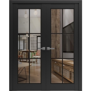 Fenêtre d'entrée moderne en aluminium Prima avec panneaux isolants et serrure sécurisée pour les maisons familiales, grilles noires, profilé en aluminium - Product Image 1