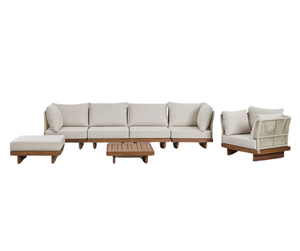 High Quality New Acacia Oil Stain Modern Home Use Minh Phuoc <b>Furniture</b> Modular <b>Outdoor</b> Indoor Livingroom Sofa Set 3 - Product Image 2