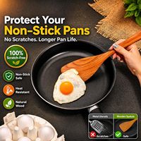Ensemble de 9 ustensiles de cuisine en bois de teck antiadhésifs avec support et repose-cuillère, spatule à frire et écumoire non toxiques, ustensiles de cuisine en bois