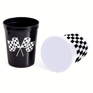 OEM 16oz Black and White Checkered Flag <b>Plastic</b> <b>Drinkware</b> Set with Straws for Kids Race Car Birthday Party Cups - Product Image 5