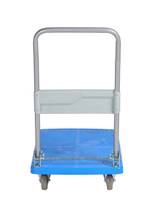 Chariot à main pliable à 4 roues, chariot à outils robuste en plastique bleu, capacité de charge de 120 kg avec roues