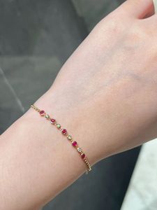 Bracelet à breloques Xinfly Dainty en or 18 carats avec diamants naturels et rubis véritables, chaîne cubaine, bijoux de mode pour fête ou cadeau - Product Image 5