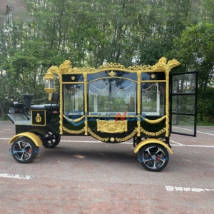Black and Golden Horseless Electric Funeral Special Transportation Funeral Hearse Carriage Coffin Car Hearse for Sale - Product Image 6
