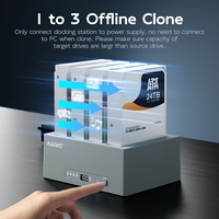 محطة تكثير الأقراص الصلبة MAIWO K3084CL بـ 4 فتحات SATA، محول USB-C خارجي بسرعة 5 جيجابت/ثانية، لقراءة وكتابة الأقراص الصلبة 2.5/3.5 بوصة، بدون الحاجة لأدوات، مصنوعة من البلاستيك