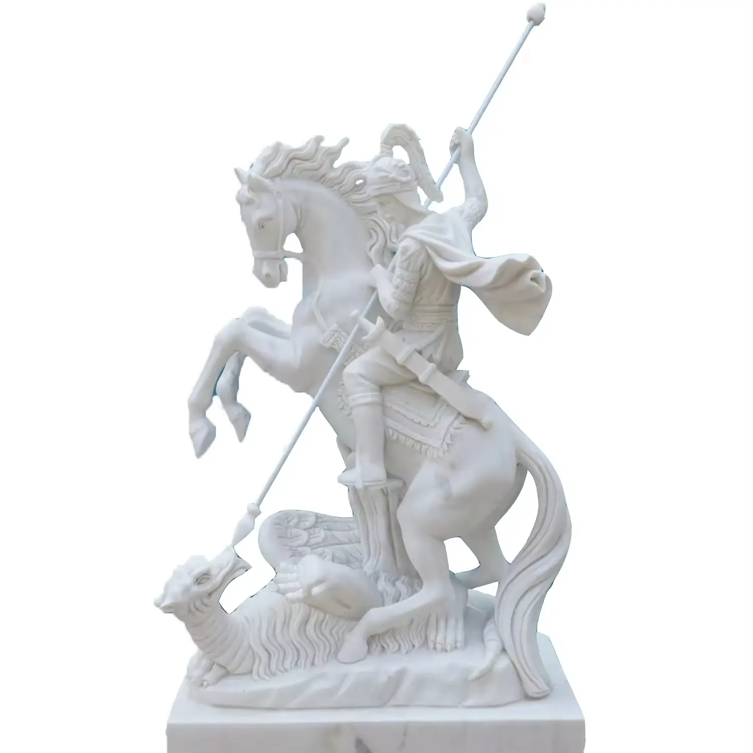 Shengye soldados de mármore natural montar cavalos escultura ocidental decoração ao ar livre design personalizado de alta qualidade