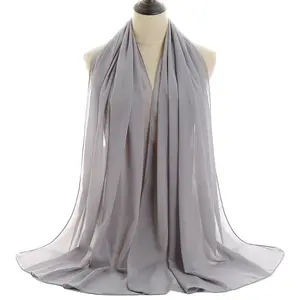 2024 nóng bán New Arrival Đồng bằng voan hijab mịn mềm 70*180cm chiếc khăn hồi giáo Lady Polyester voan Khăn trùm đầu