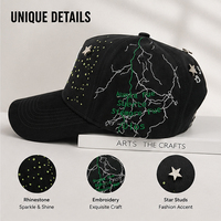 Casquettes de baseball streetwear à visière incurvée à 5 panneaux, logo 3D brodé en métal avec strass, design unique de haute qualité