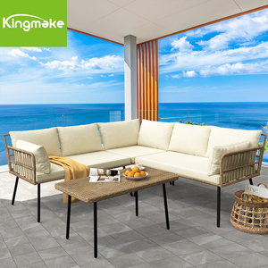 Meubles d'extérieur en rotin pour piscine Kingmake Canapé d'extérieur de luxe d'excellente qualité Ensemble de canapés de jardin imperméables - Product Image 1