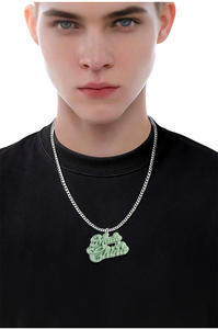 Natural Jade Feicui <b>Charm</b> Pendant S925 Silver Cuban Chain Jade Piece Classic Style Forever Star D1066/D1067 <b>Graduation</b> Perfect - Product Image 3