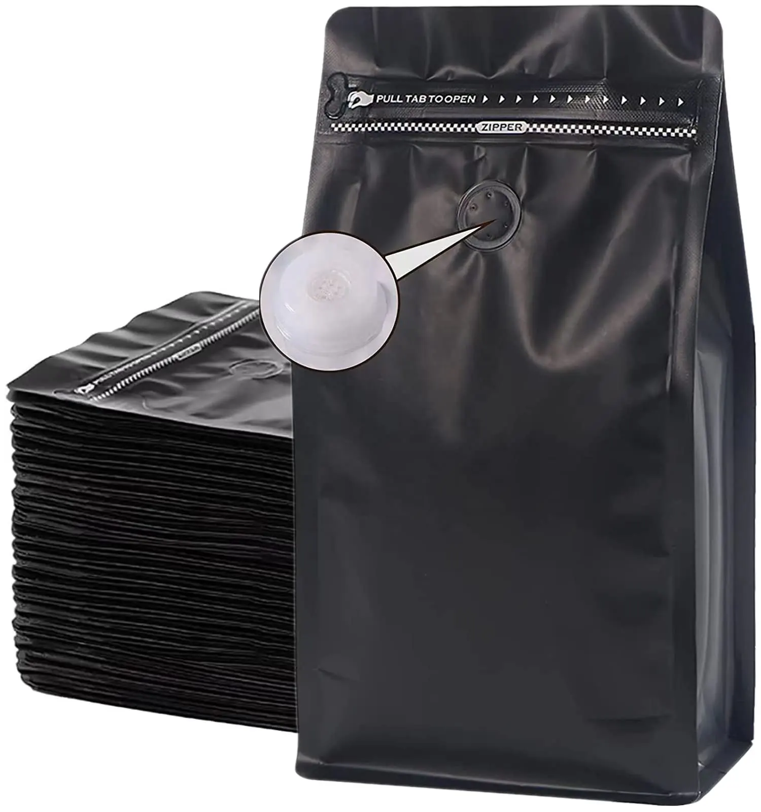 Bolsa de café personalizable con válvula, 100g, 150g, 250g, 500g, 1kg, Pla Biodegradable, refuerzo lateral, embalaje de granos de fondo plano