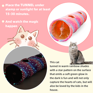 <span class=keywords><strong>Tunnel</strong></span> de chat motif étoile rose avec jouets en peluche caractéristiques photoluminescentes pour petits chats d'intérieur - Product Image 6