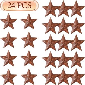 24 pièces étoile de grange rouillée en métal pour artisanat avec trous 1.18 pouces primitifs antiques ornements artisanaux d'étoile de campagne rustique - Product Image 4