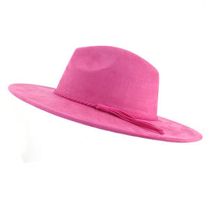Nuovi <span class=keywords><strong>Cappelli</strong></span> Fedora alla Moda con Tesa Larga 9,5 cm in Poliestere Scamosciato, Articolo Lavorato a Mano - Product Image 5