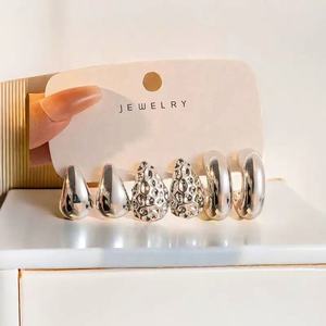 Conjunto de 3 Piezas de Aretes de Gota de Agua en Forma de C, Estilo Europeo Americano, Simple y Creativo - Product Image 5