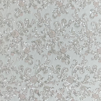 Rouleau de tissu en dentelle brodée perlée 100 % polyester brillant et élégant pour robe de soirée, couture, artisanat, matériel textile DIY, sac, 580 g/m²