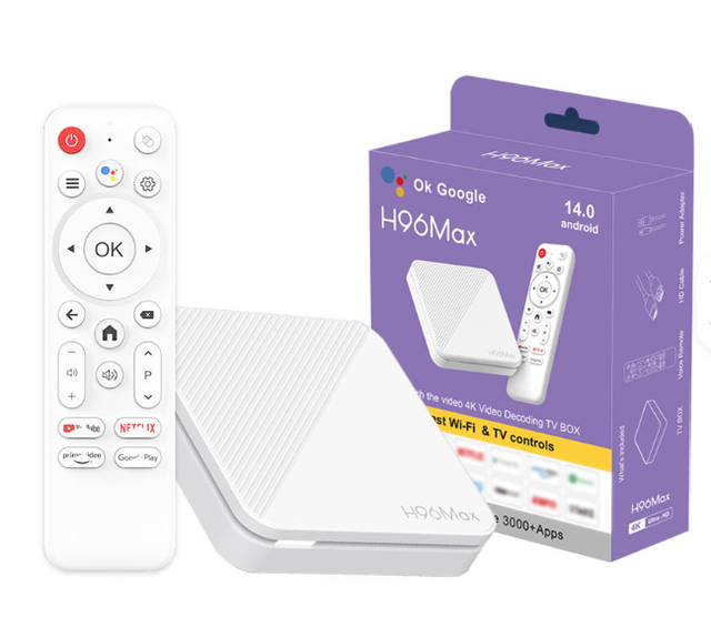 Smart TV Streaming Box H96Max Allwinner H313 Quad Core Android 14.0 2GB RAM 4K Set-Top Box with BT Voice Remote