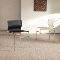 Chaises de salle à manger confortables en cuir marron, design Mart, pieds en métal, fauteuil, utilisation pour restaurant, café, bureau