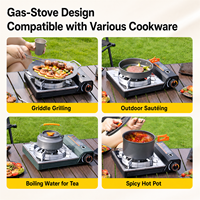 Réchaud à gaz butane manuel simple en alliage d'aluminium, coupe-vent, pour 3 à 5 personnes, idéal pour le camping et les barbecues en extérieur, portable