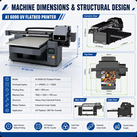 Nueva Impresora UV Plana A1 6090 de 600x900mm con 3 Cabezales de Impresión XP600 I1600, Tinta UV CMYK Blanca y Barniz para Acrílico, Vidrio, Metal y Madera