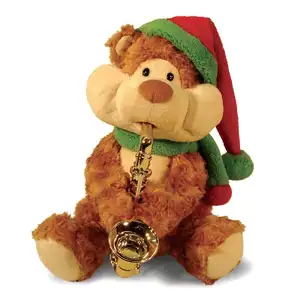 Oso de peluche de Navidad personalizado con CE/ASTM 2024, venta al por mayor, juguetes de personajes de peluche, oso de juguete esponjoso para Navidad