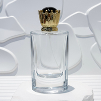 Flacon de parfum en verre transparent cylindrique vide de 80 ml avec bouchon doré à couronne et pompe pulvérisatrice à sertir, logo personnalisé