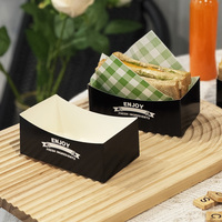 Emballage rectangulaire personnalisé pour sandwich petit-déjeuner boîte d'emballage alimentaire jetable en papier kraft pour hamburger