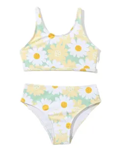 Custom Baby Kleding Set Zomer Strand Zwemmen Kleine Daisy Print Kids Meisjes 'Mouwloze Badmode 2 Stuks Set