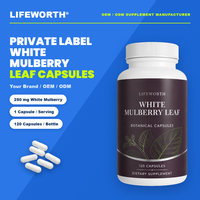 Cápsulas de Hoja de Morera Blanca LIFEWORTH, Extracto de Grano de Café Verde 100 mg, Péptido de Melón Amargo 75 mg, Fabricación por Contrato OEM, GMP