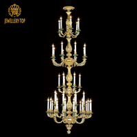 Jewellerytop Moderne Hôtel Villa Long Escalier Bronze Pendentif Lumière De Luxe Décoratif Antique Lustre En Laiton