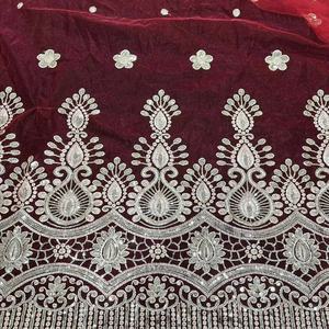 Sang Trọng Pháp Jacquard Dot Bị Cháy Cam Ren Thêu Vải Hạt Sequin Lưới Dệt Kim Thêu Nigeria Ren Cho - Product Image 6