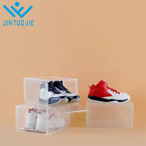 Toptan akrilik ayakkabı kutusu manyetik tedarikçisi, spor ayakkabılar erkekler kadınlar temizle sneaker depolama akrilik ayakkabı kutusu manyetik