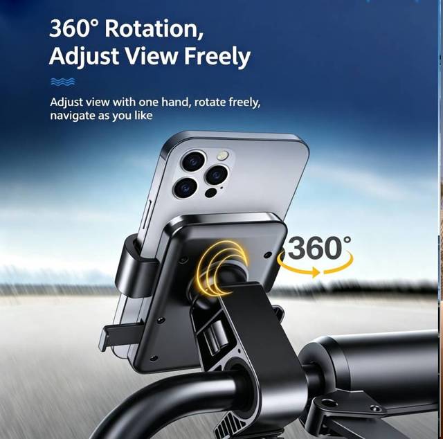 Aluminum 360 Rotation Shockproof Portable Universal Bike Handlebar Fix Phone Mount 6-Claw Silicone Protection Secure Phone