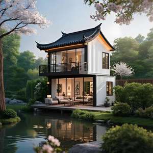 Villas de luxe à double style Retraites côtières modernes sur le front de mer <span class=keywords><strong>Jardin</strong></span> oriental Cour Habitations faites de panneaux sandwich Hôpitaux - Product Image 3