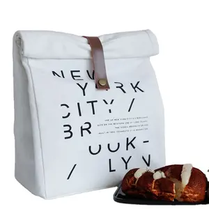 新しいデザインのコットンキャンバス弁当バッグ大人のための断熱屋外ピクニックランチバッグ