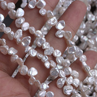 Perles de culture d'eau douce 4-5mm, percées sur le côté, forme pétale/baroque/irrégulière, perles Keshi blanches de qualité AA, en vrac pour bijoux DIY