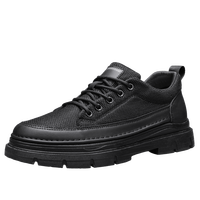 Chaussures de travail décontractées pour hommes en cuir de vache véritable respirant, antidérapantes, à lacets, avec semelle intermédiaire en caoutchouc