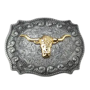 Fabriek Hele Verkoop Lange Hoorns Riem Gesp Gouden Texas Western Cowboy Plaat Gesp