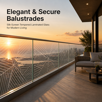 Verre trempé sérigraphié avec certification CE, verre de sécurité décoratif personnalisé pour balustrade