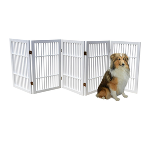 Barrière pour chien robuste et durable, pliable, en bois d'acacia, clôture en bois portable pour l'intérieur ou l'extérieur - Product Image 5