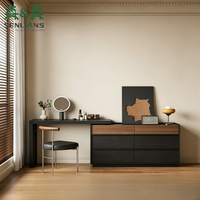 Ensemble de coiffeuse moderne et minimaliste pliable en bois SLS avec 6 tiroirs et armoire de rangement pour chambre à coucher et salon