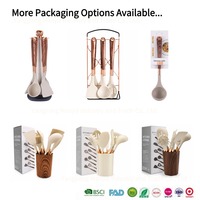 Ensemble d'ustensiles de cuisine en silicone 7 pièces, OEM ODM, qualité alimentaire, sans BPA, outils de cuisson antiadhésifs, louche, spatule, spatule à retourner