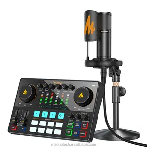 MAONOCASTER Podcast Equipment Bundle Audio Podcast Mixer con XLR microfono a condensatore Studio registrazione Live Stream Sound Cards