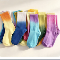 Chaussettes en coton tricotées personnalisées avec logo, teintes par immersion, respirantes, durables, colorées, de haute qualité, pour femmes et hommes, usage quotidien
